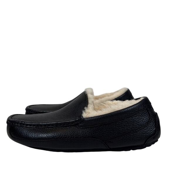 Ugg Ascot Slipper Mens Size 8 Black‎ Leather Slip On Lined main image 6